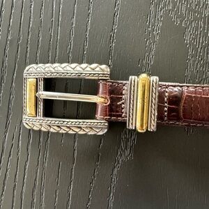 SOLD Chic Western Brighton Brown Leather Belt with Silver and Gold Accents